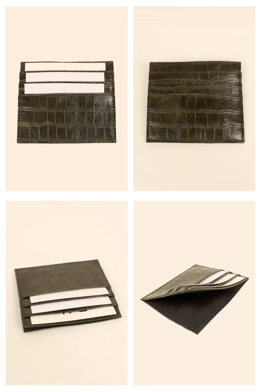 Vegan Leather James Card Holder Green Croco Details