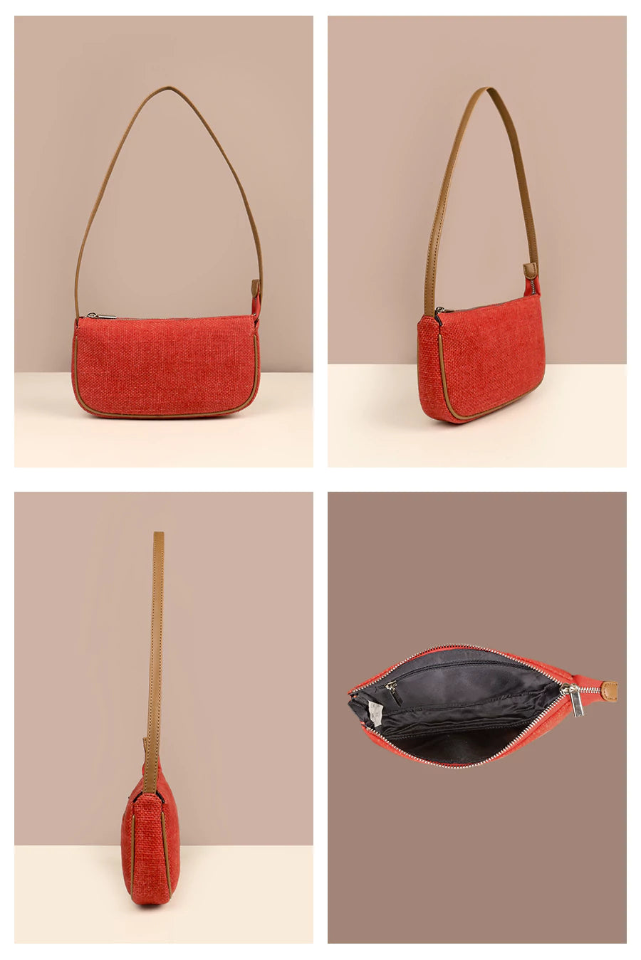 Soft Jute Daily Vegan Women Handbag Tomato Detail