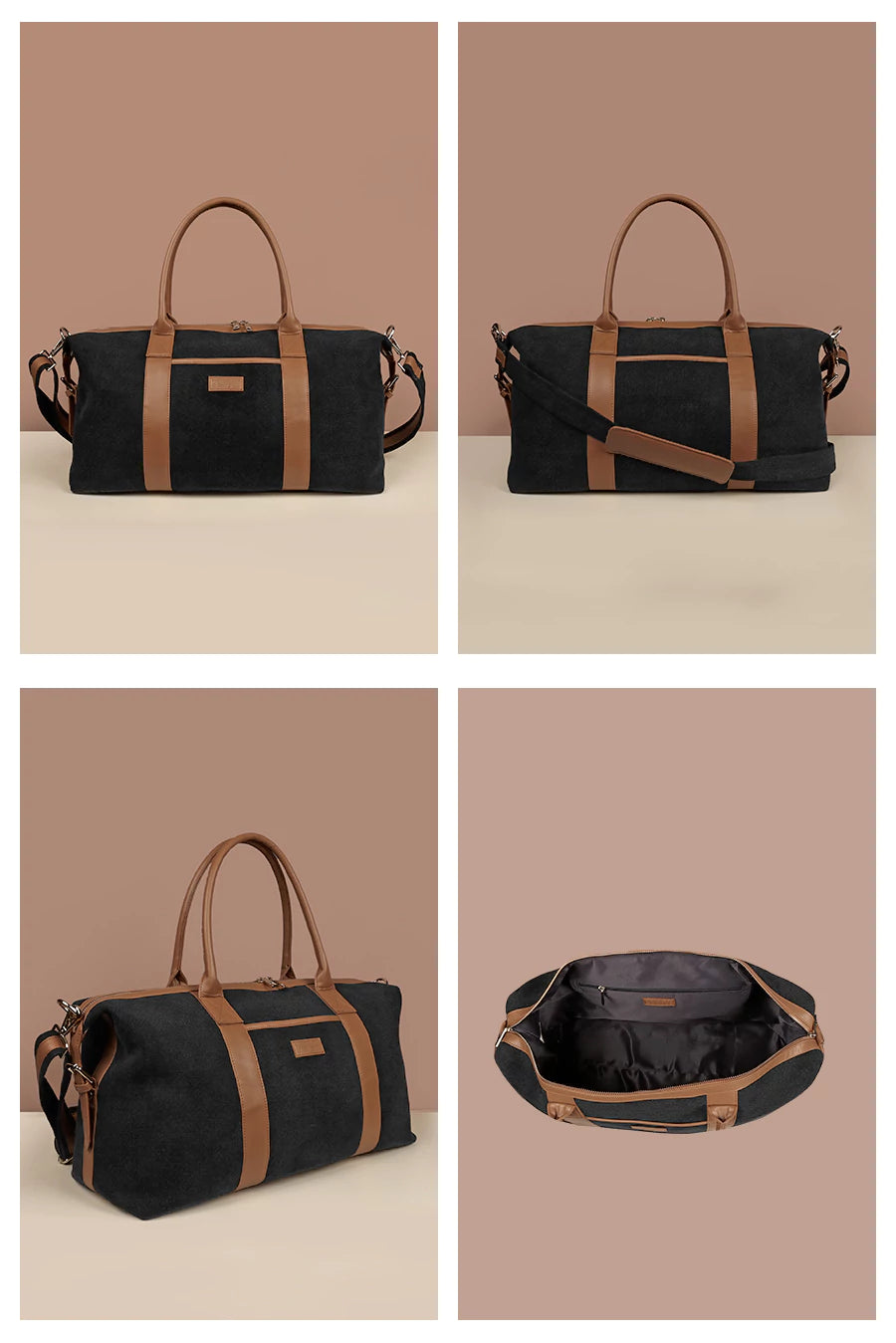 Joey soft jute travel luggage bag men blackbean detail