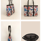 Soft Jute Women Offiice Tote Bag Leafy Details