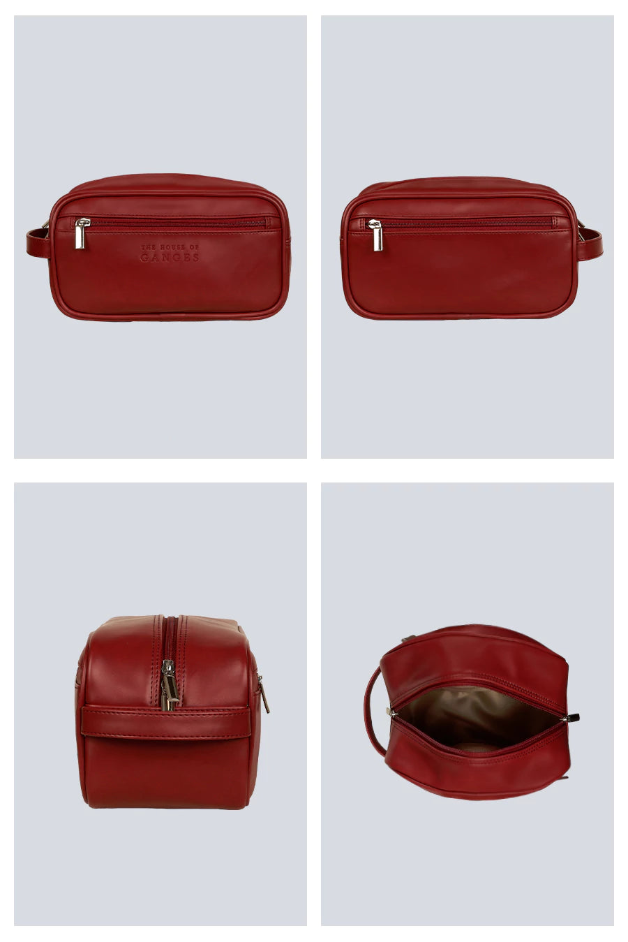 Hurst Vegan Leather Men Toiletry Bag Pomegranate Detail