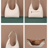 Vegan Leather Katie Small Women Shoulder Bag Ostrich White Details