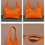 Katie Medium Vegan Leather Shoulder Pumpkin Detail