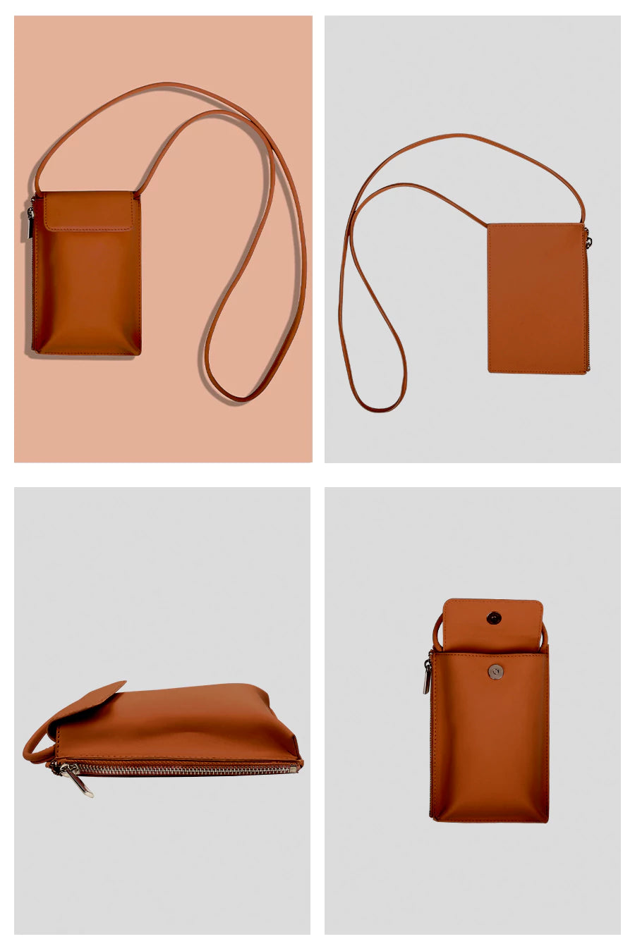 Grace Vegan Leather Mobile Sling Bag Squash Detail