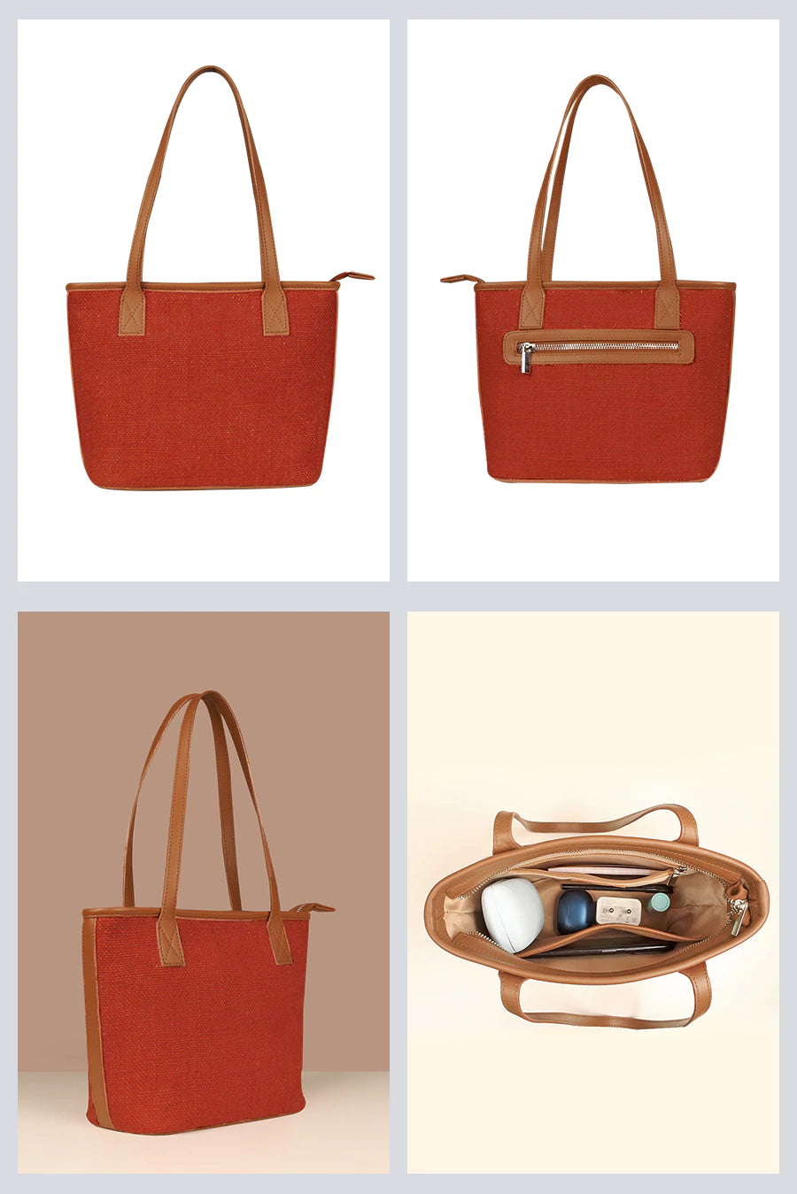 Mini Soft Jute women tote Bag Tomato Detail