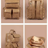 Vegan Leather Women Multipurpose Backpack Chestnut Detail