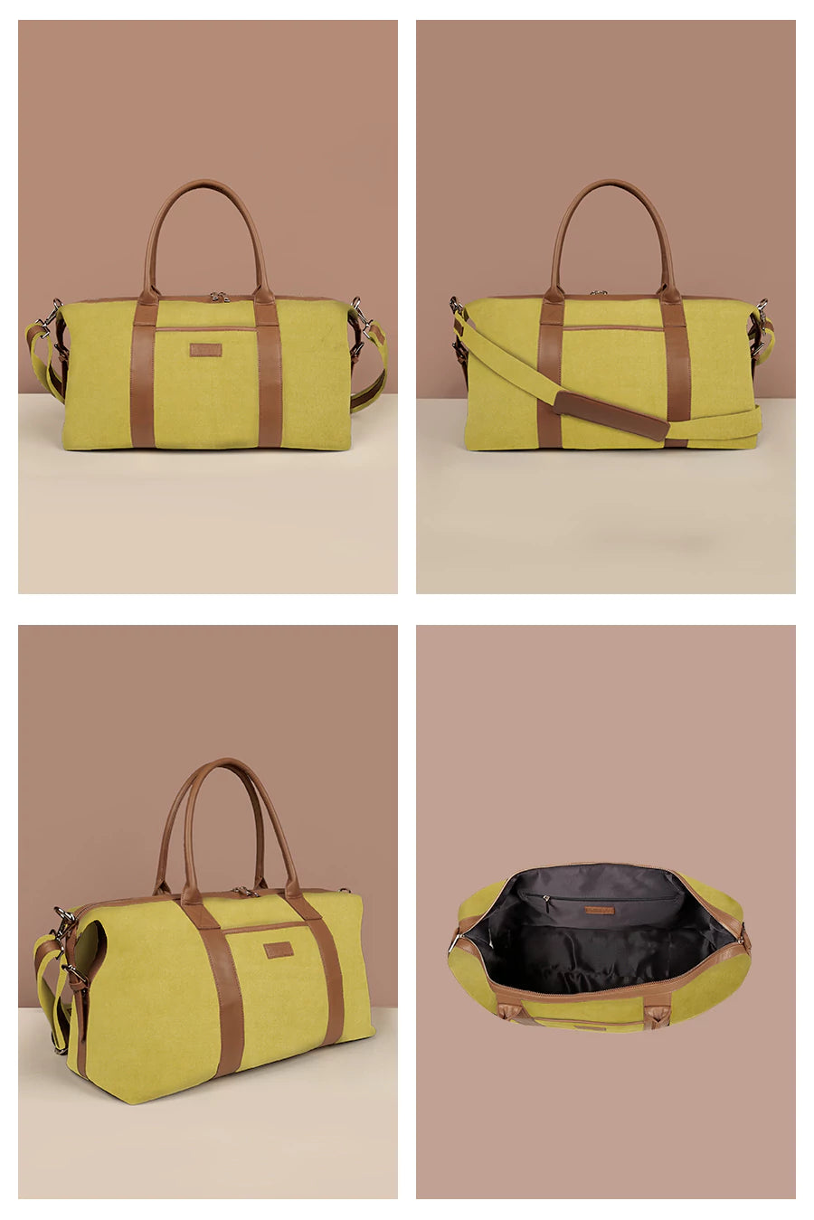 Joey soft jute travel luggage bag men lime detail