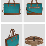 Soft Jute Ross Women Laptop Bag Cerulean Detail