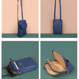 Vegan Leather Vertical Mobile Pouch Oxford Blue Detail