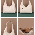 Katie Medium Vegan Leather Shoulder Bag Ostrich White Detail