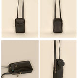 Vegan Leather Vertical Mobile Bag Vanta Black Details
