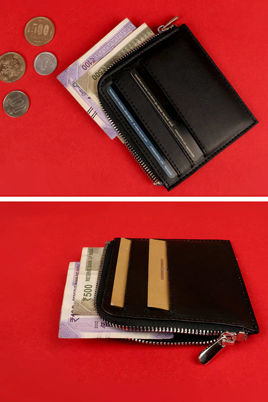 Vegan Card Coin Wallet Black L3
