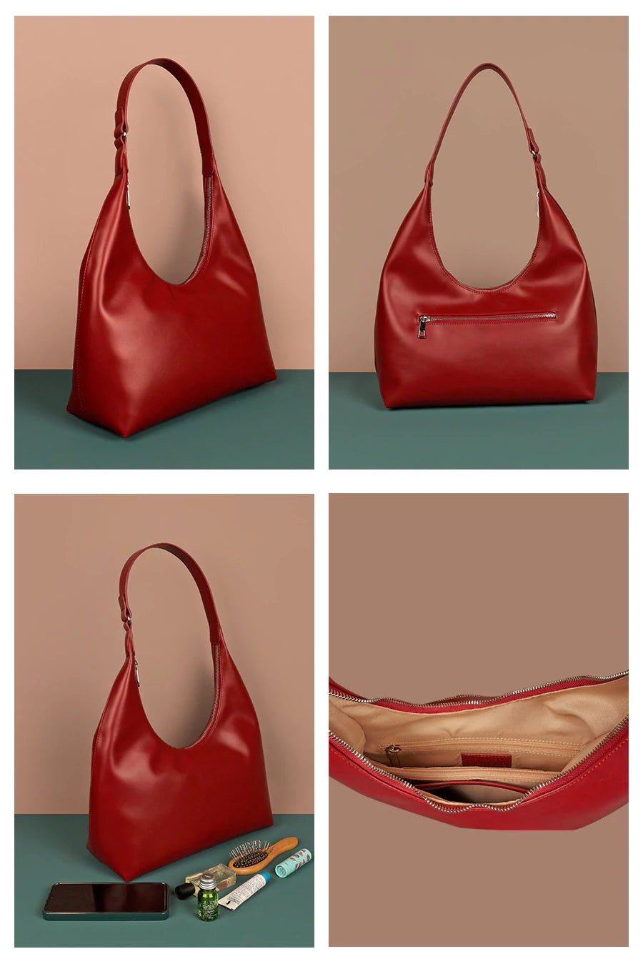 Katie Medium Women Shoulder Bag Vegan Pomegranate Detail