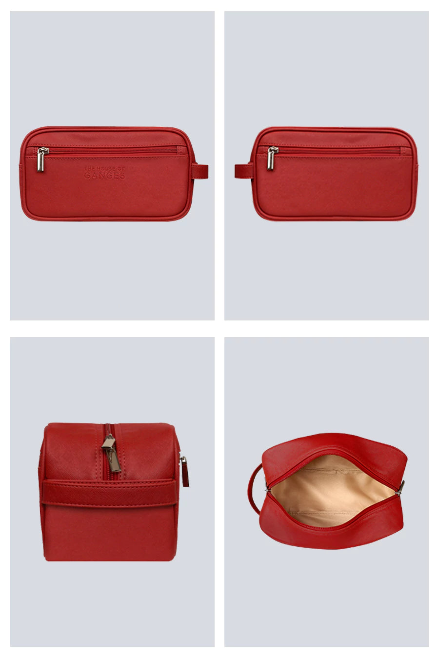 Hurst Vegan Leather Men Toiletry Bag Ruby Detail
