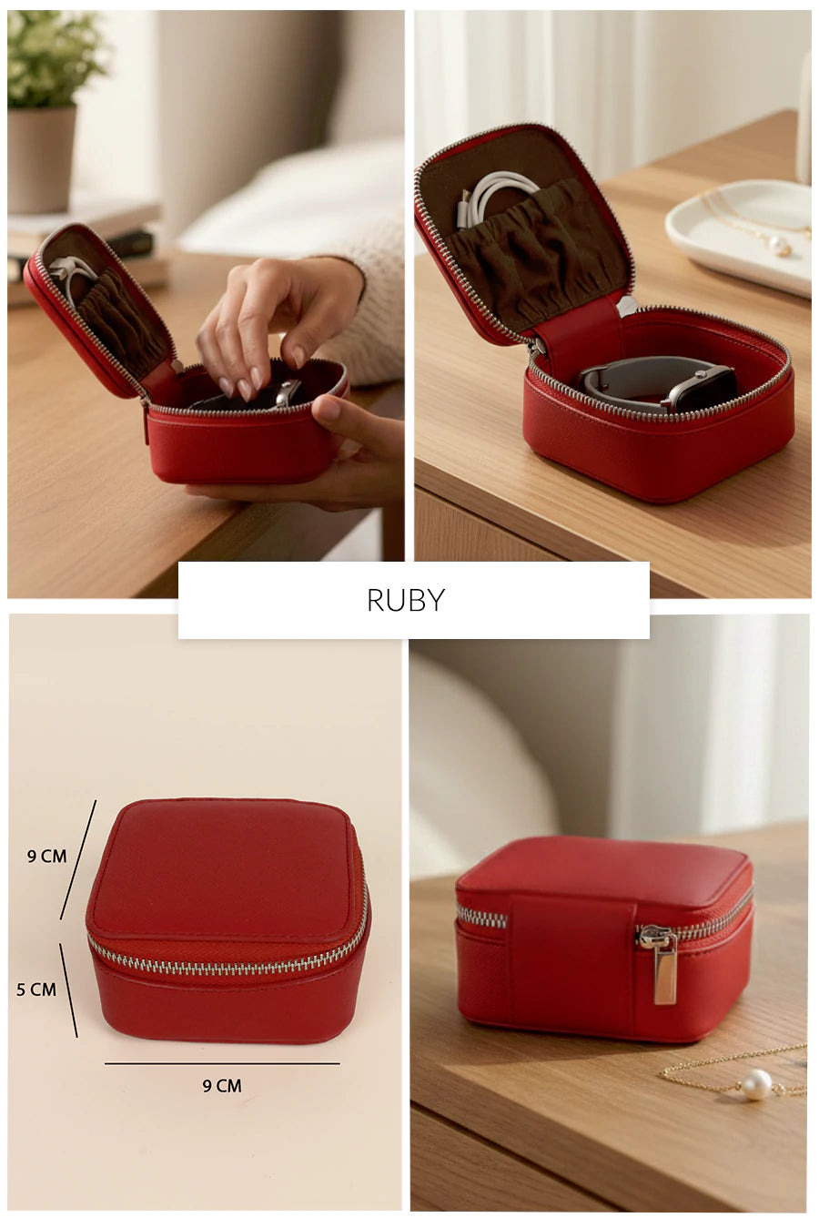 Vegan Leather Jewellery Case Square THE HOUSE OF GANGES