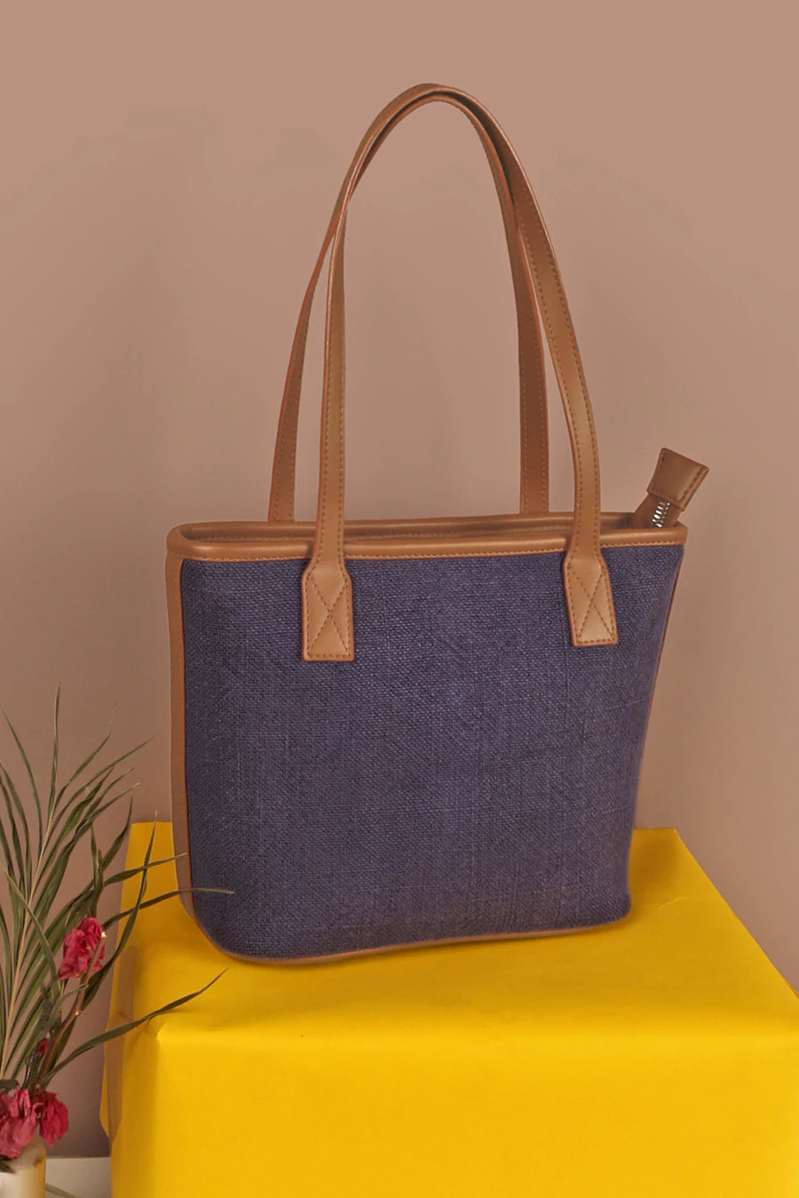 Mini Soft Jute women tote Bag Lavender L1