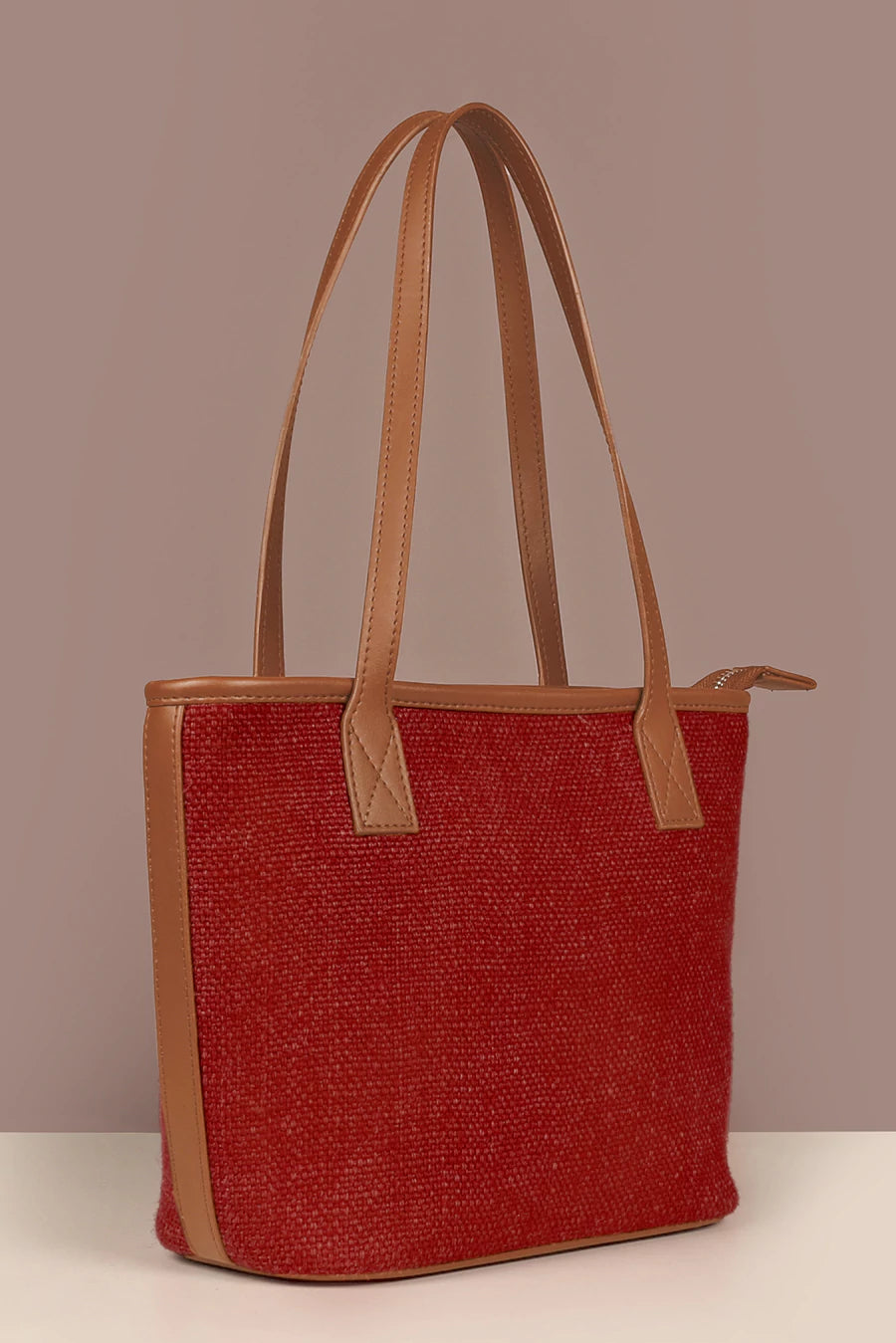 Mini Soft Jute women tote Bag Merlot Tilt 