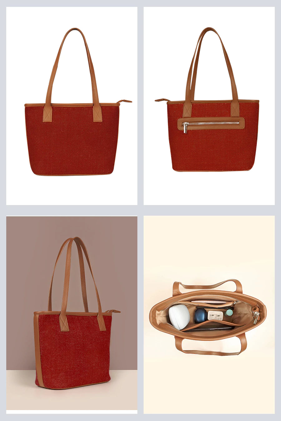 Mini Soft Jute women tote Bag Merlot Detail