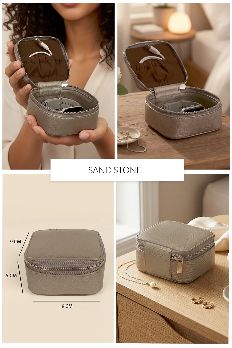 Vegan Leather Jewellery Case Square THE HOUSE OF GANGES