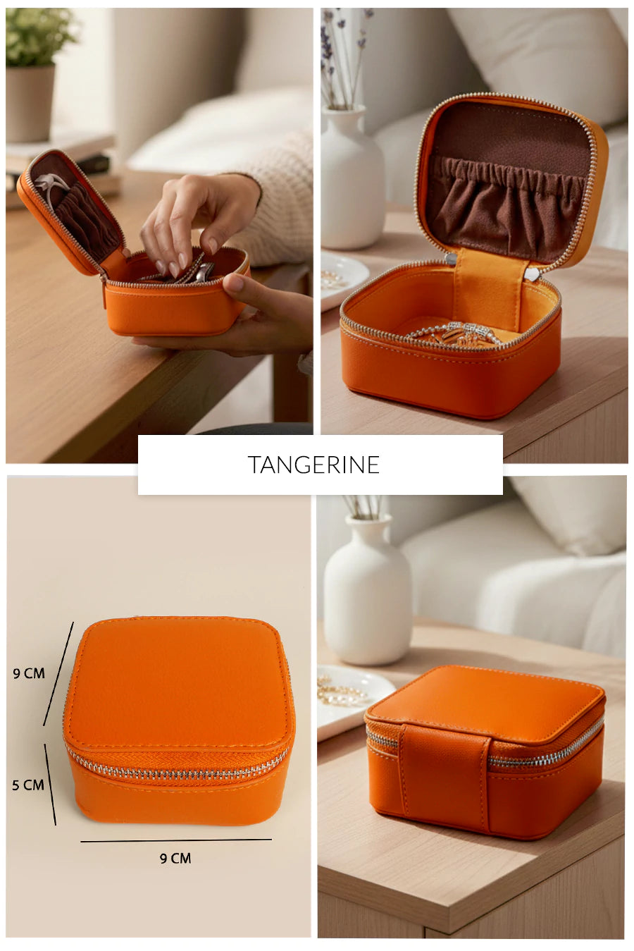 Vegan Leather Jewellery Case Square THE HOUSE OF GANGES