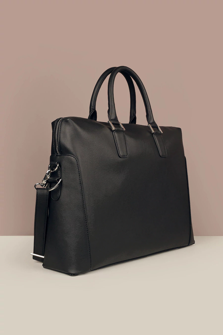 Will Vegan Leather Laptop Bag Vanta Black Tilt