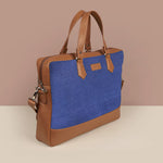 Soft Jute Ross Women Laptop Bag Royal Blue Tilt