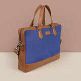 Soft Jute Ross Women Laptop Bag Royal Blue Tilt