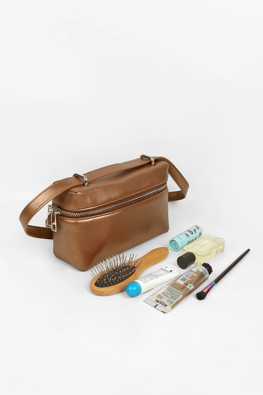 Cruelty Free Women Gold Party Wear Shoulder Bag Vienna Medium  Lifestyle 1