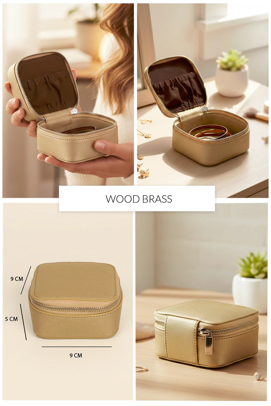 Vegan Leather Jewellery Case Square THE HOUSE OF GANGES