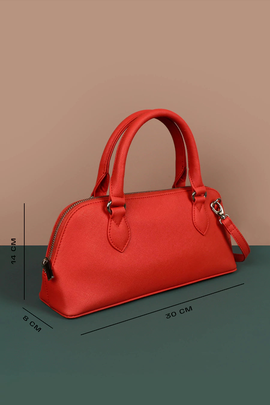 Everly Vegan Handbags Women scarlet measurement