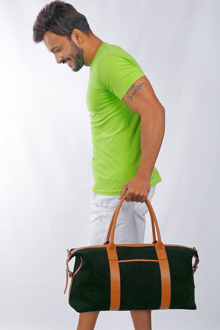 Joey soft jute travel luggage bag men olive M1