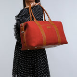 Joey soft jute travel duffle bag women tomato M1