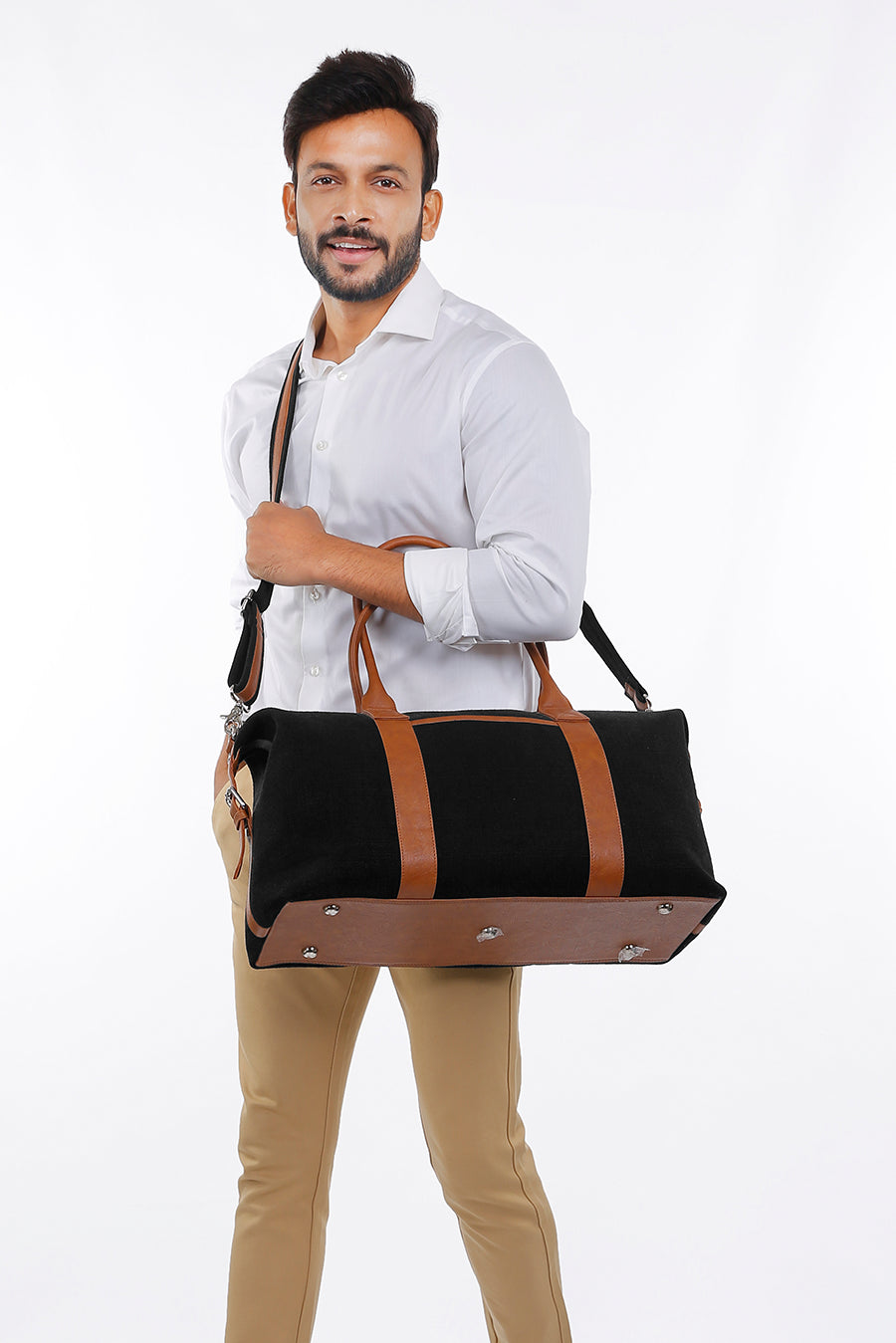 Joey soft jute travel luggage bag men blackbean M3