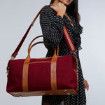 Joey soft jute travel duffle bag women merlot M1