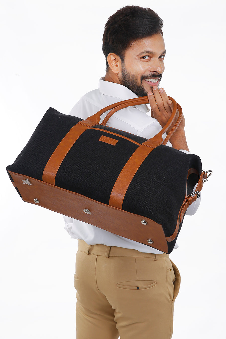 Joey soft jute travel luggage bag men blackbean M1