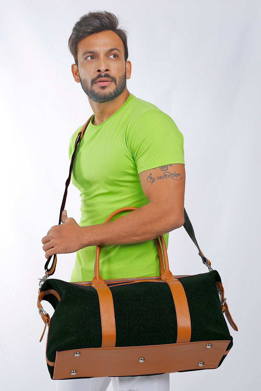 Joey soft jute travel luggage bag men olive M3