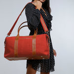 Joey soft jute travel duffle bag women tomato M3