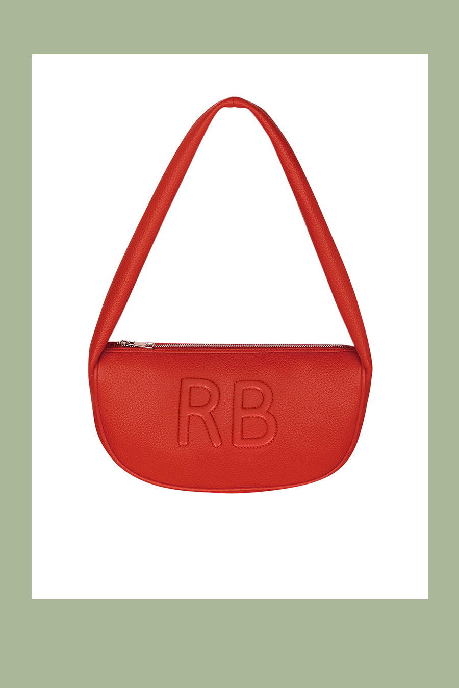 Cushy Vegan Leather Shoulder Bag (Handmade Monogram) Trapunto Bright Red - THE HOUSE OF GANGES