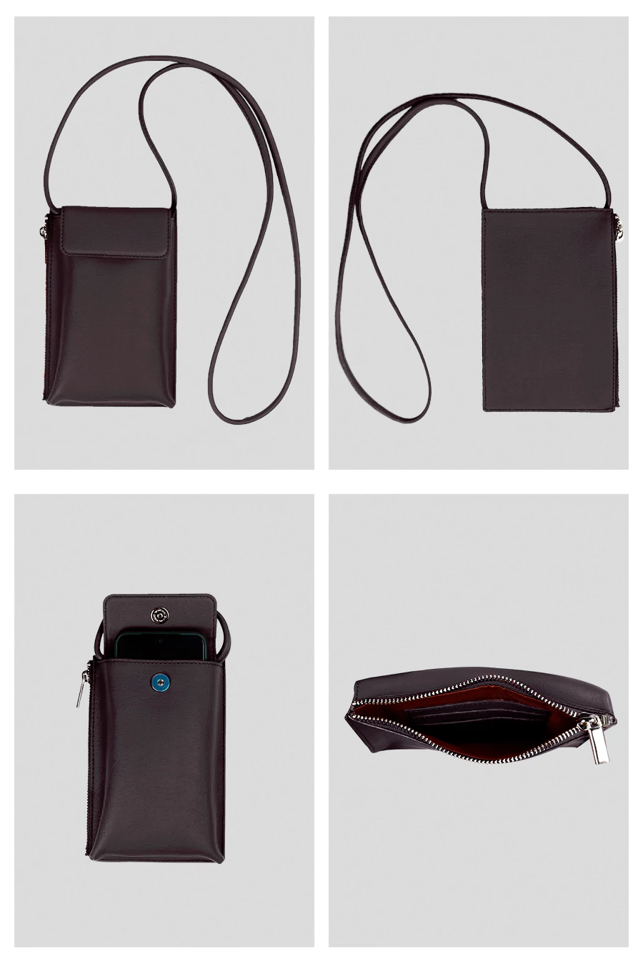 Grace Vegan Leather Mobile Sling Bag Wenge Detail