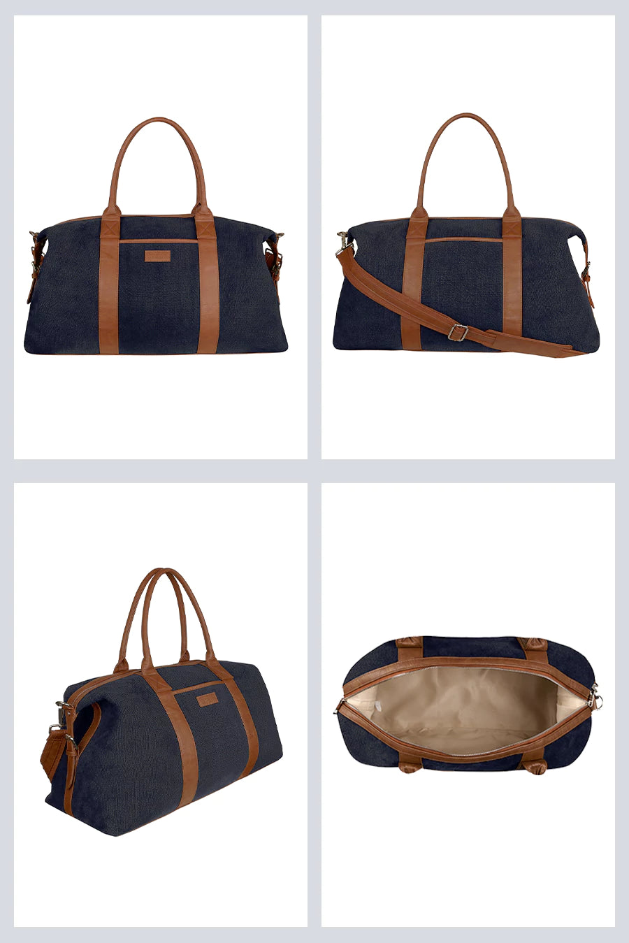 Joey soft jute travel duffle bag women spruce detail