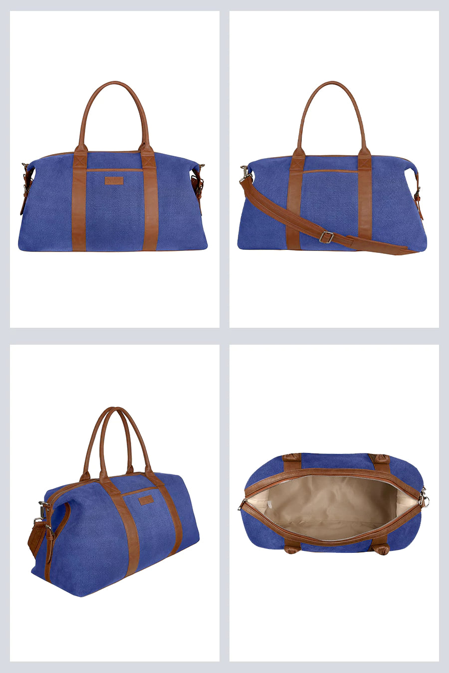 Joey soft jute travel duffle bag women royal blue detail