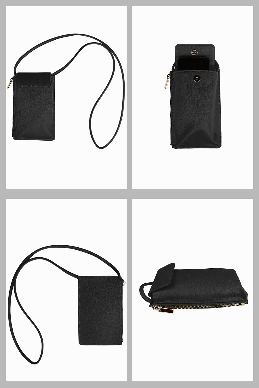 Grace Vegan Leather Mobile Sling Bag Graphite Detail