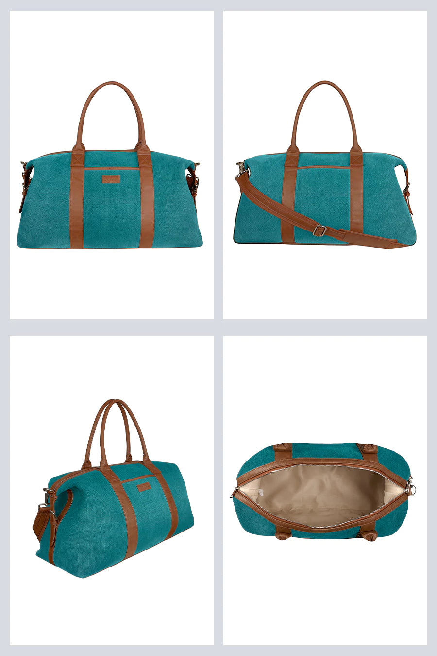 Joey soft jute travel luggage bag men turquoise detail