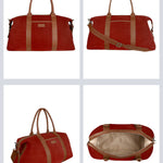 Joey soft jute travel duffle bag women rasberry detail