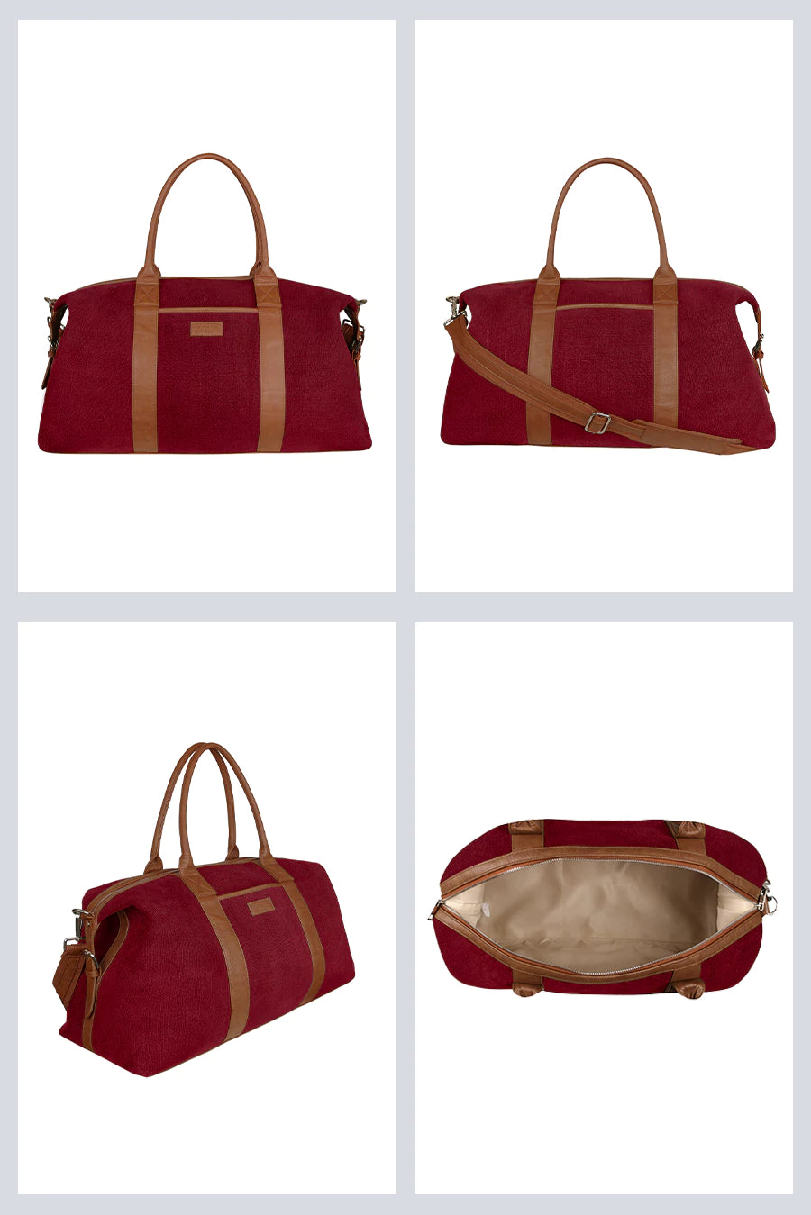 Joey soft jute travel luggage bag men merlot detail